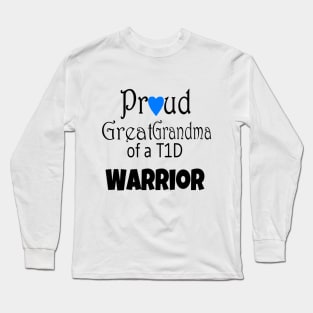 Proud Great Grandma - Black Text - Blue Heart Long Sleeve T-Shirt